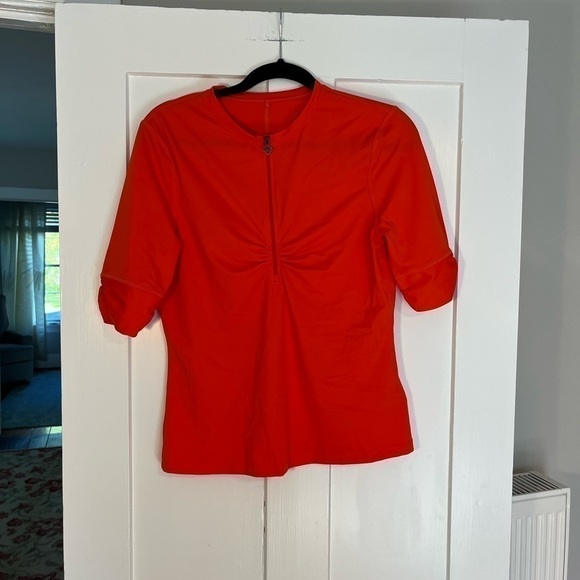 PrAna Sun Burst Orange 1/4 Zip Athletic Top Size Medium - Picture 1 of 8